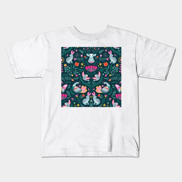 Scandinavian Garden Kids T-Shirt by Unalome_Designs